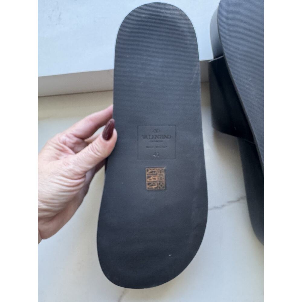Valentino Dusty Black Leather VLogo Signature Platform Slides Size 41 Us 10.5 - Picture 11 of 15